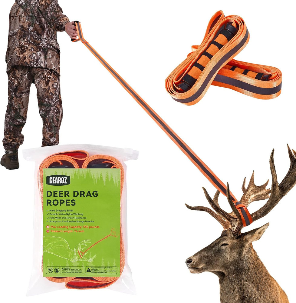 Deer Drag Ropes with Harness, 2PCS Durable Deer Hunting Pull Strap 76" Reflec...