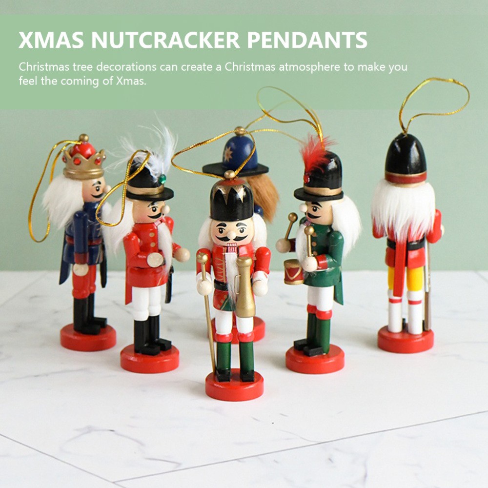 6pcs Indoor Christmas Nutcracker Figures Xmas Tree Ornaments