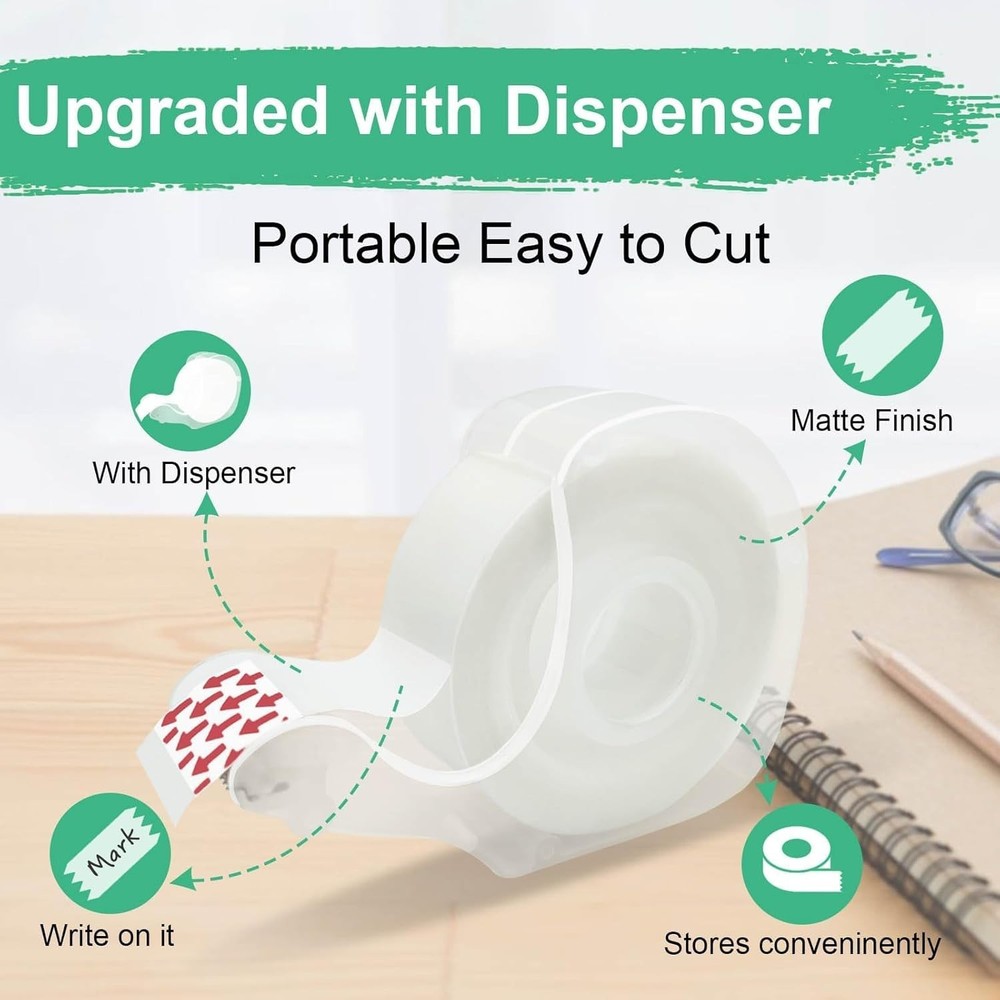 Value Pack Invisible Tape - 6 Rolls for Smooth Wrapping, Writable & Easy to Use