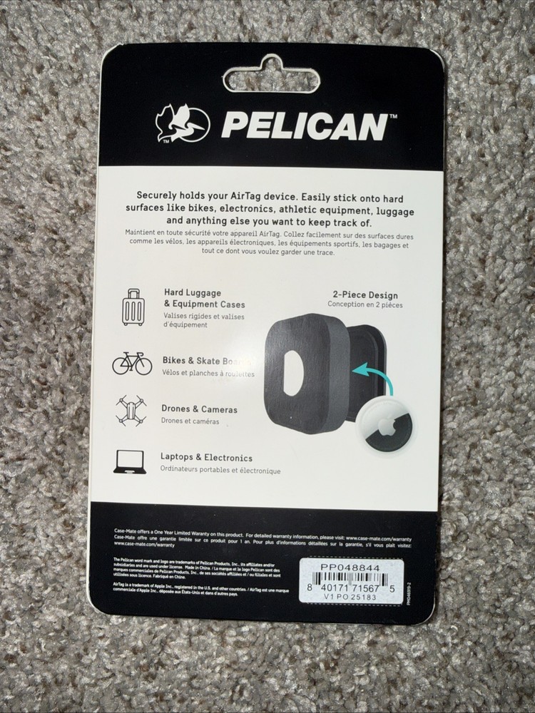 Pelican Protector for AirTag Stick on Mounts 4 Pack Black