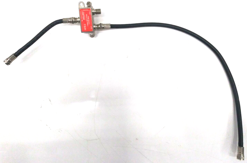 HOLLAND ELECTRONICS 2-WAY SPLITTER HFS-2 W/ COAX CABLES