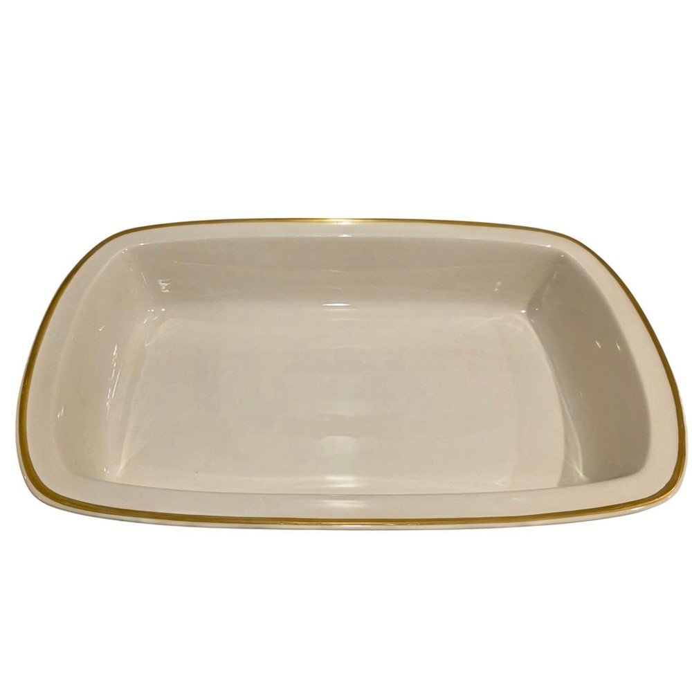 LENOX Eternal Bakeware Ivory Gold Trim Rectangular Bake Roasting Dish