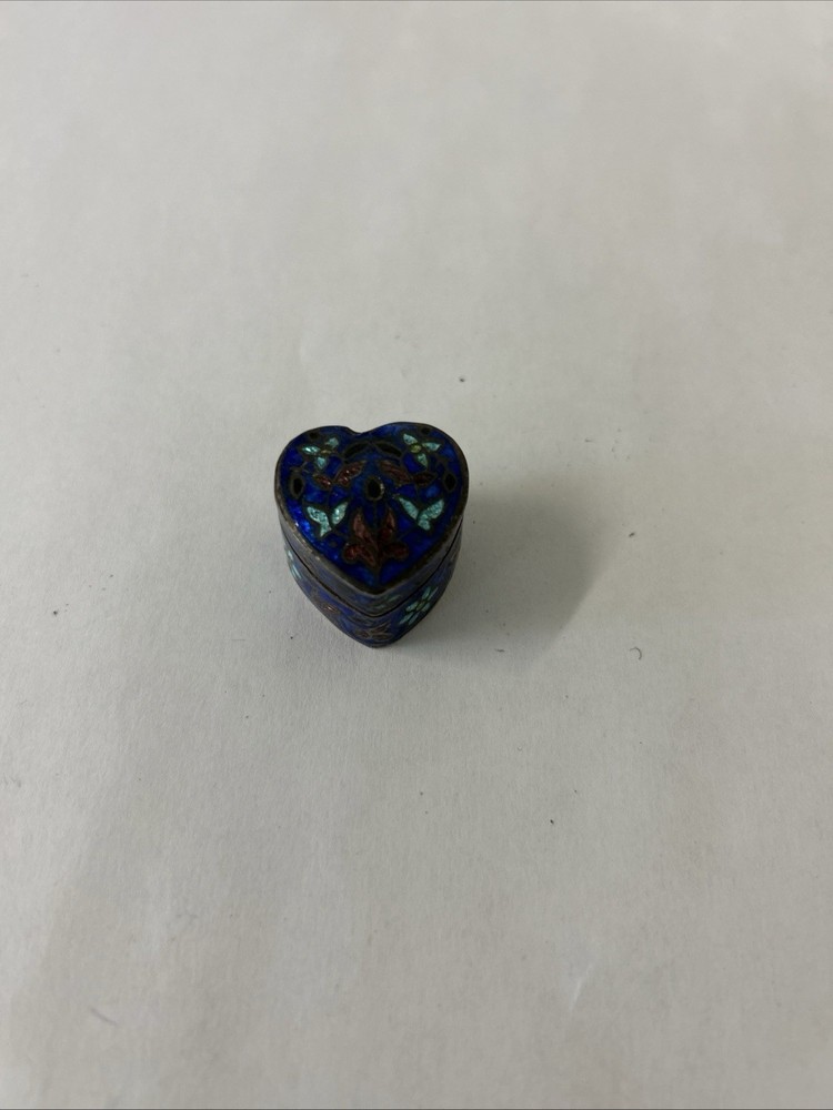 Miniature Sterling Silver Heart Cloisonné 1 Inch