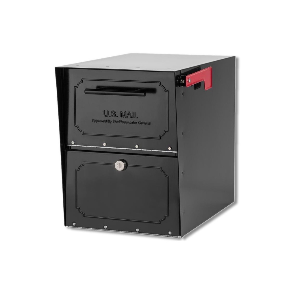 Architectural Mailboxes Oasis Classic Galvanized Steel Post Mount BLK Mailbox