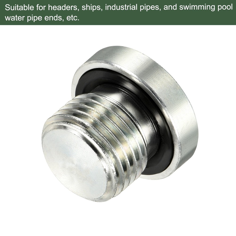 2 Pcs M16 x 1.5 Male Thread Internal Hex Head Socket Pipe Fitting Plug (Silver)