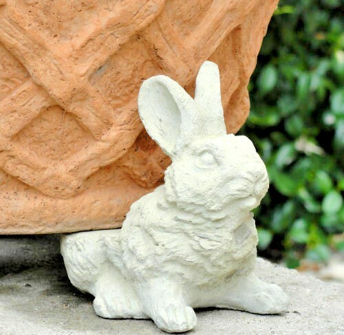 VINTAGE RABBIT POT FEET (2 Sets/6 Pcs) Solid Concrete Garden Bunny Planter Riser