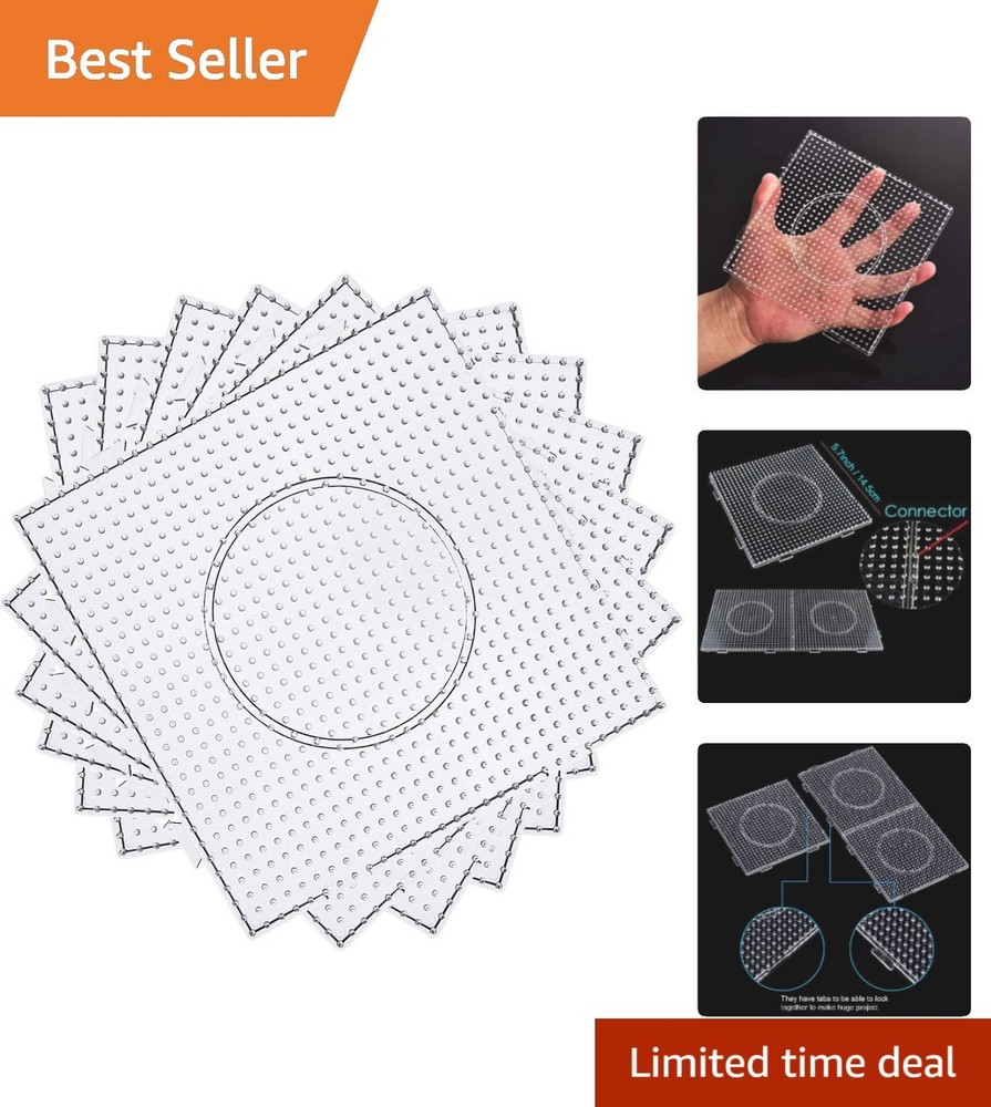 4-Pack Clear Fuse Beads Pegboards with Interlocking Design for Creative Projects
