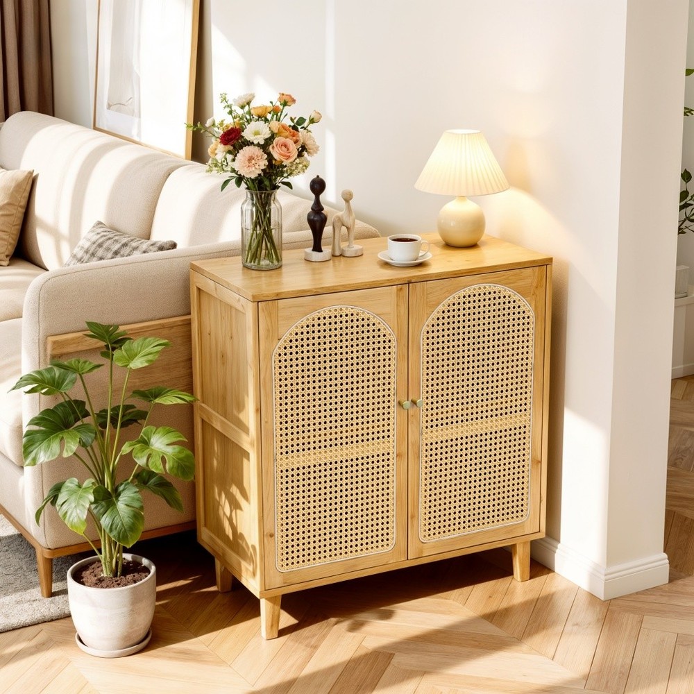 Bamboo Kitchen Buffet Sideboard Storage Cabinet Modern Hallway Table Cupboard XL