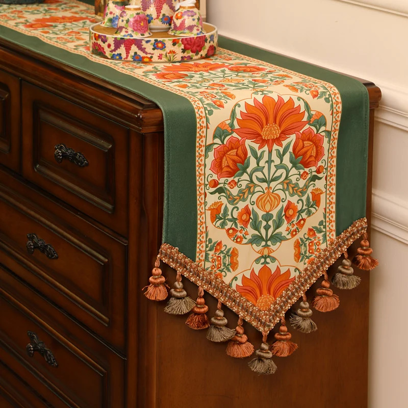 Coffee Table Runner Kitchen Dining Room Table Runner Retro Printed Wedding Decor