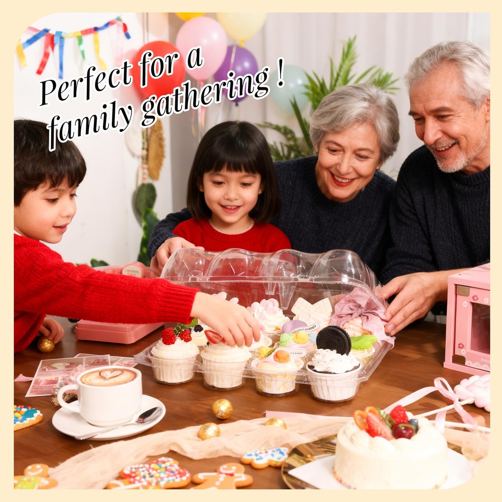 12 Pack Dozen Cupcake Containers with 144 Liners Stackable Carrier 12 Count