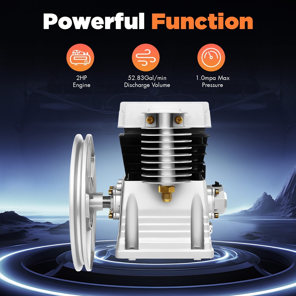 2HP Air Compressor Pump 1.5KW Piston Twin Cylinder Air Compressor Head Pump