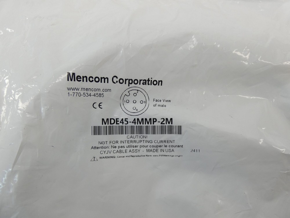 Mencom MDE45-4MMP-2M Green Cable Cordset - NEW Surplus!