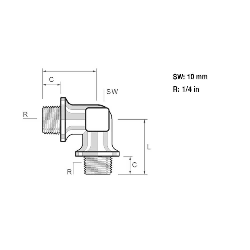 Tefen Fitting 1/4" NPT Threaded Elbow 10 Pack