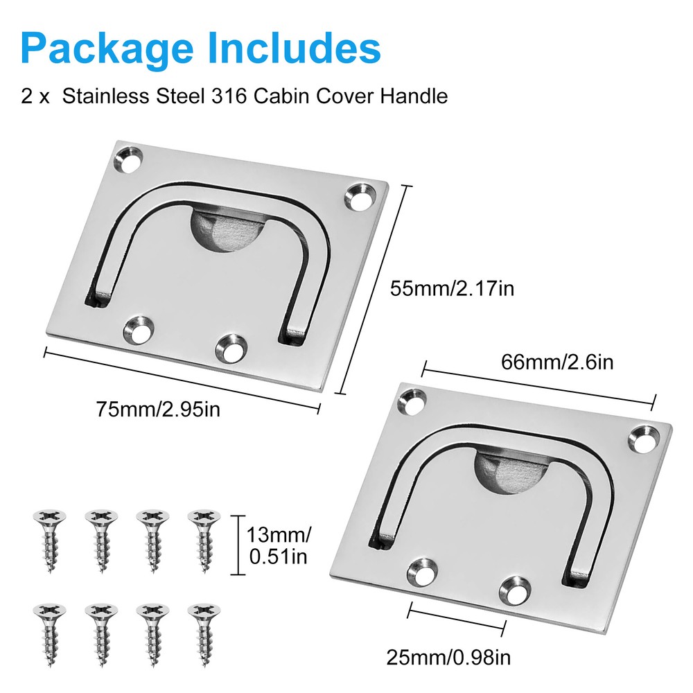 Boat Pull Flush Lift Ring Marine Grade Stainless Steel Boat Deck Hatch Handle