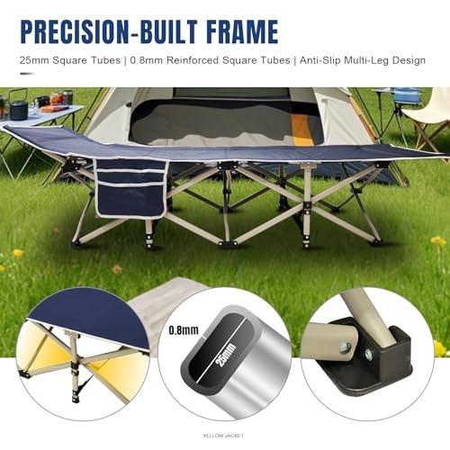 Camping Cot with Mattress for Adults, Folding Sleeping Cot 600lbs Max Blue
