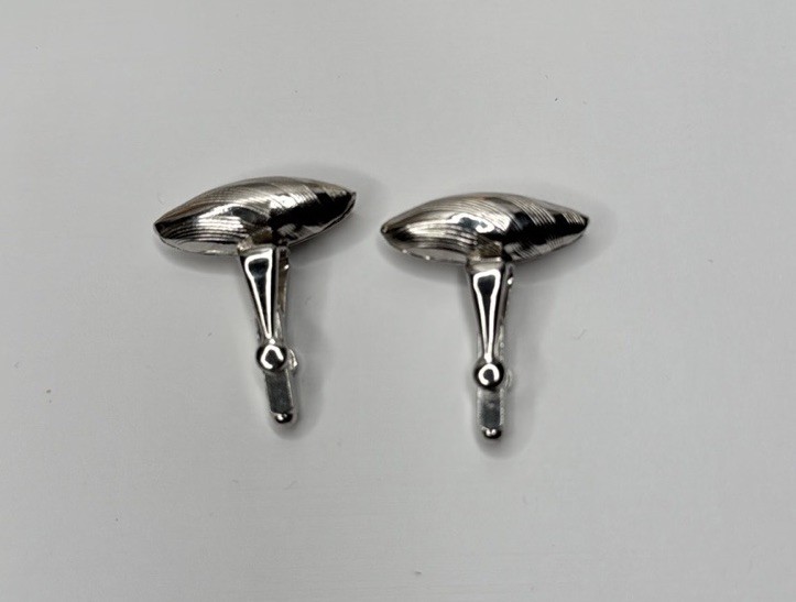 Silver Tone Football Shaped Cufflinks