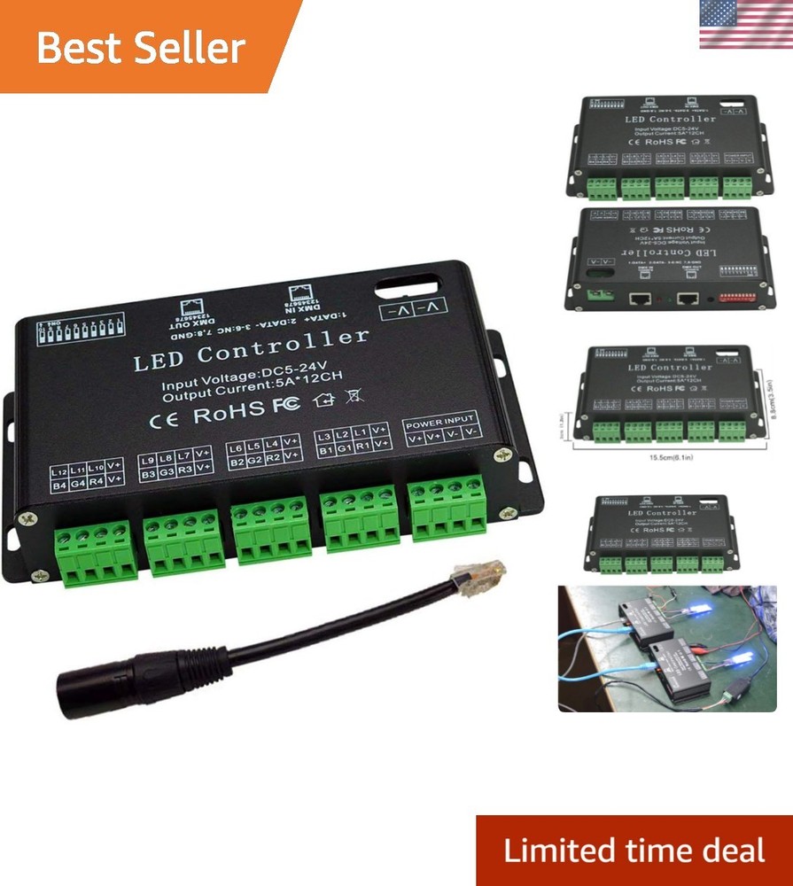 Professional RGB LED Light Controller - 12 Channels DMX512 Decoder Dimmer Driver