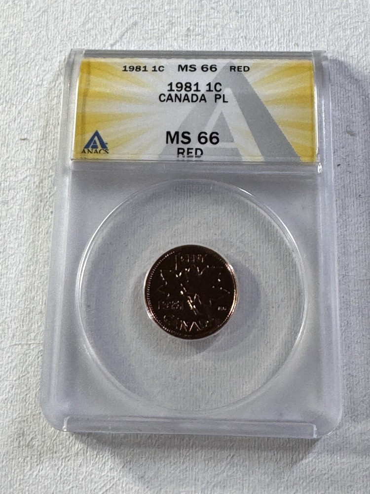 1981 Canada 1 Cent Proof Like Graded MS 66 RD by ANACS