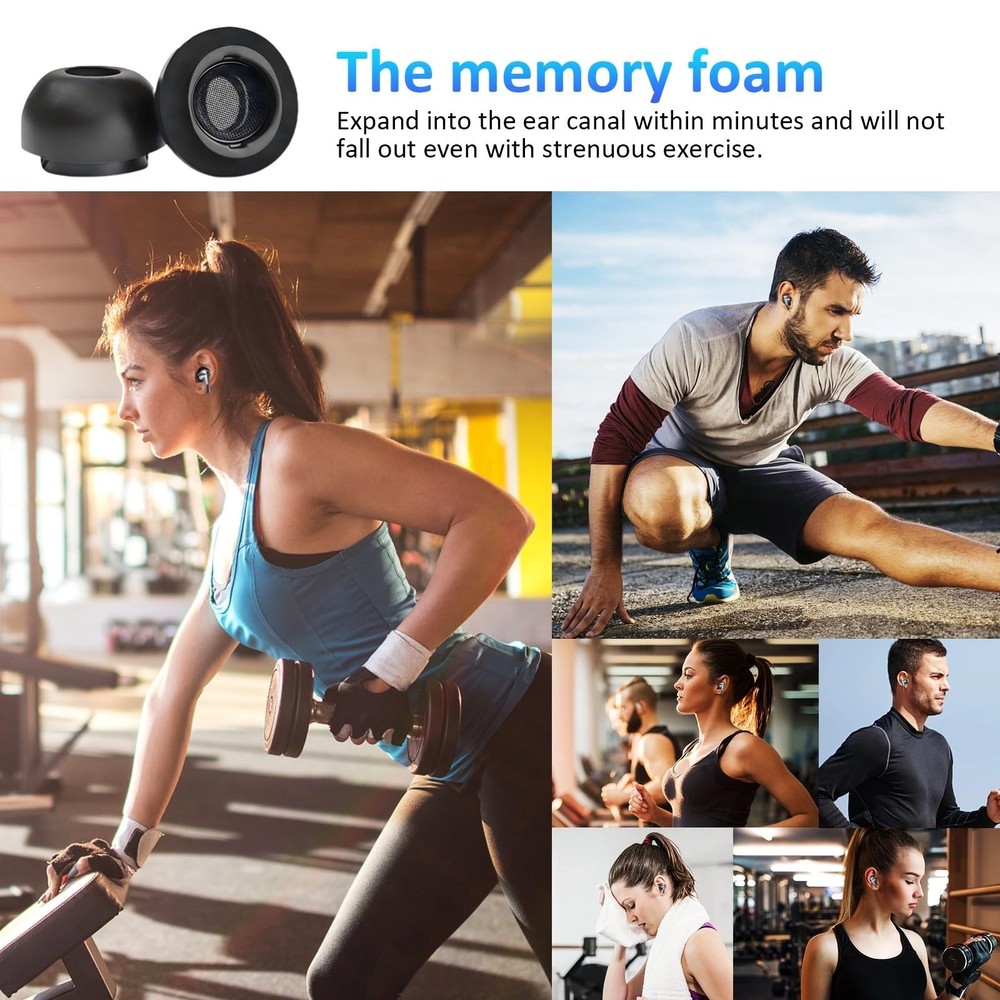 Memory Foam Ear Tips for Galaxy Buds3 Pro, Replacement Earbud S/M/L, Black