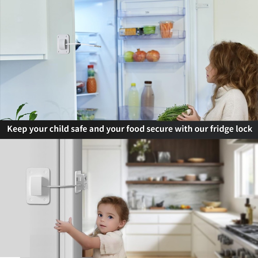 Refrigerator Lock - Upgraded Combination for Upright Freezer, White