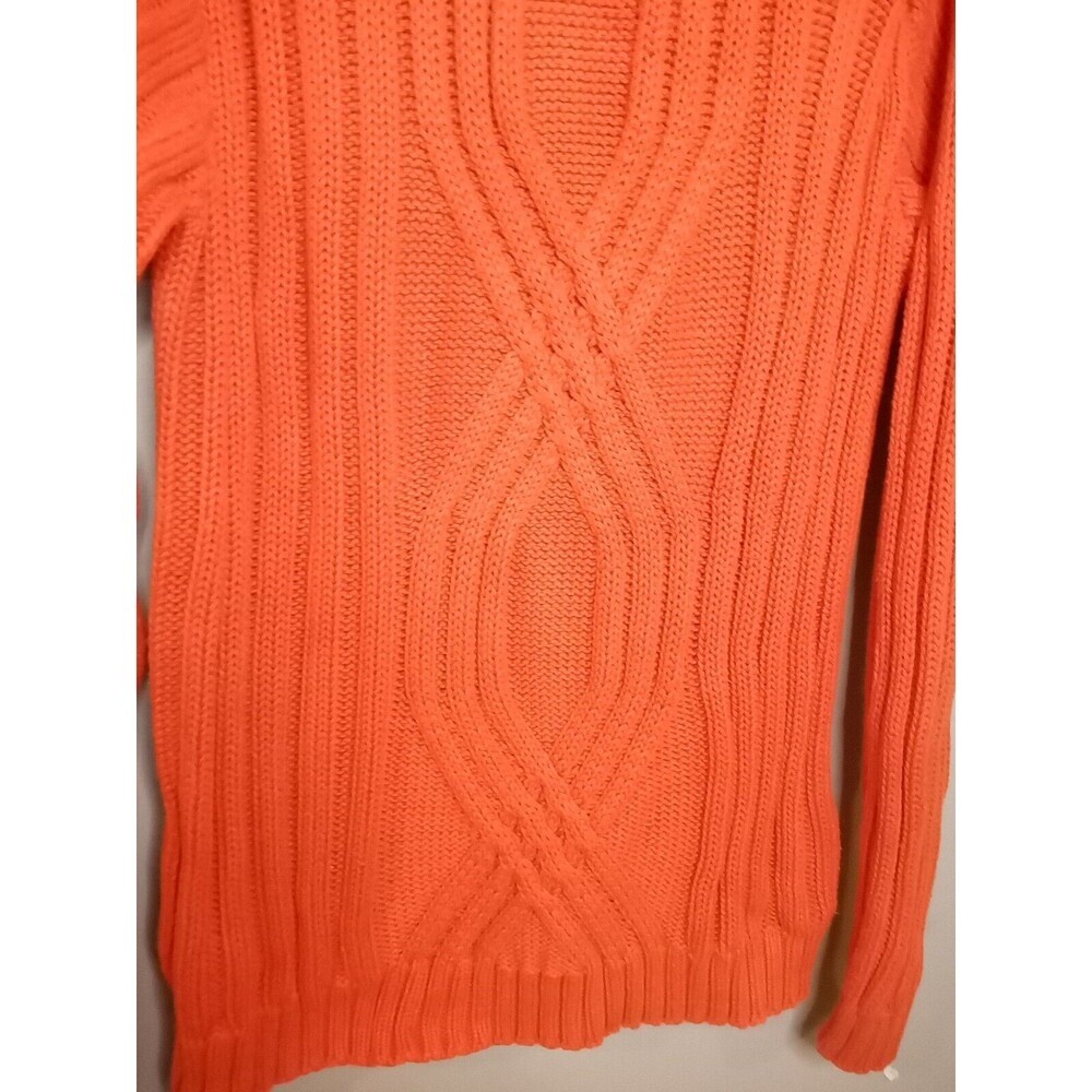 Harley Davidson Pull Over Sweater Mens Heavy Cable Knit Orange Small