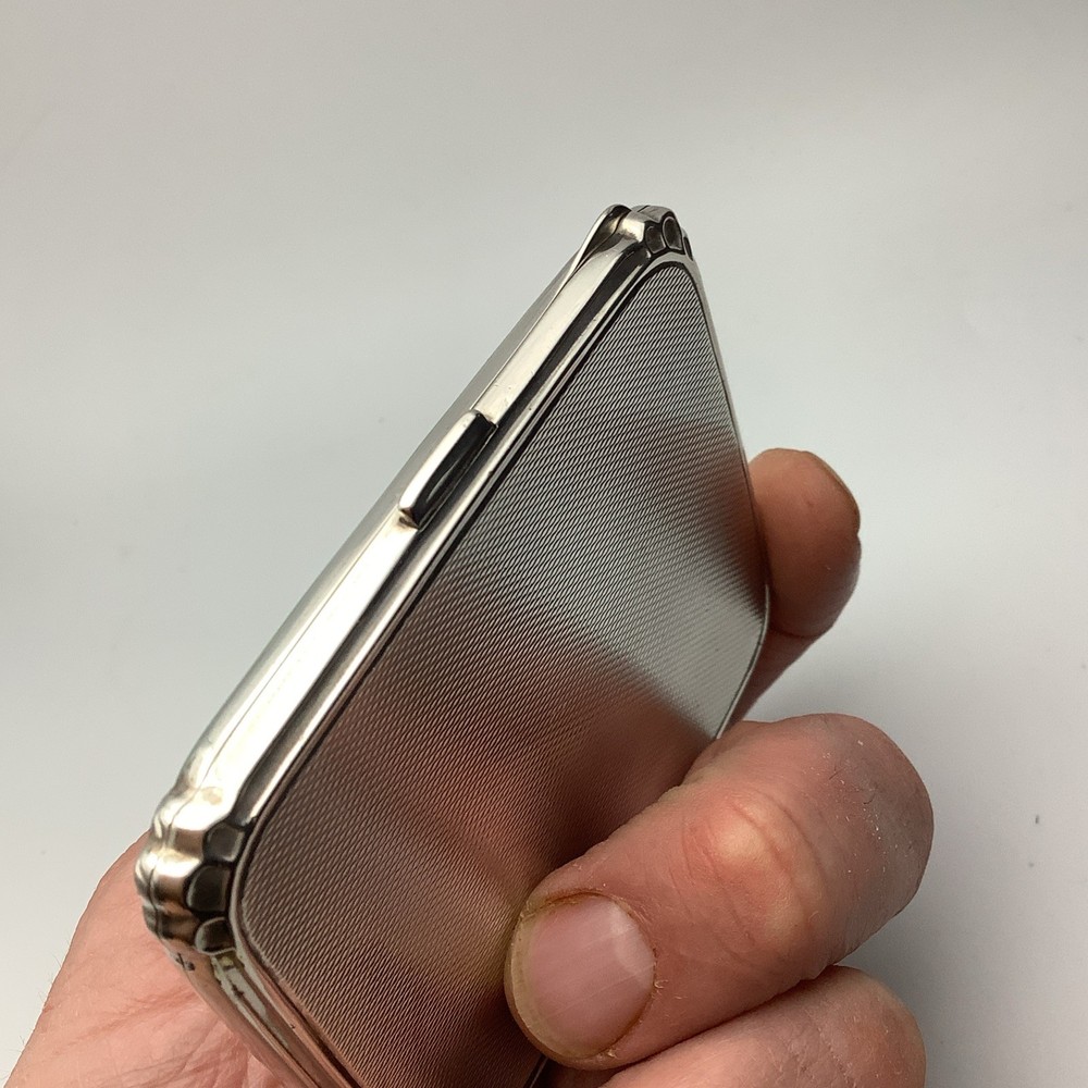 Solid Silver Guilloche Enamel Cigarette Case Hallmarked Birmingham 1950 Adie 89g