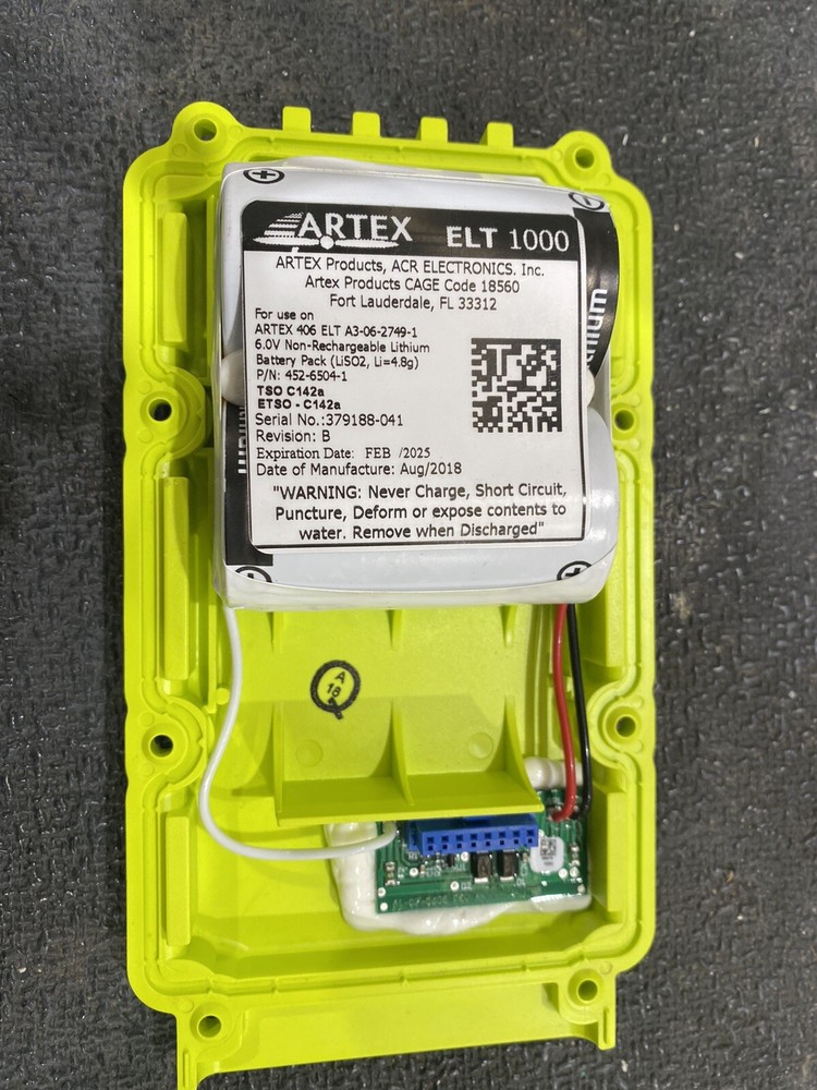 Emergency Locator Transmitter battery