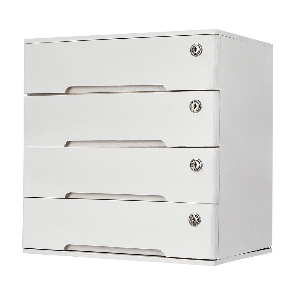 Desktop Storage Box 4-layer with Lockable Drawers Office Supplies File Organizer
