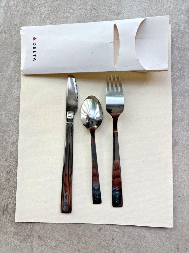 Delta Airlines Silverware Set and Menu
