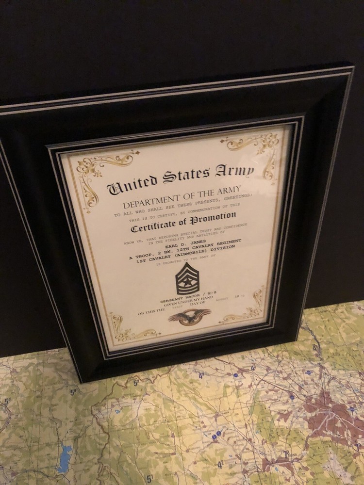 SERGEANT MAJOR / SGM (E-9) U.S. Army ~ Commemorative Promotion Certificate