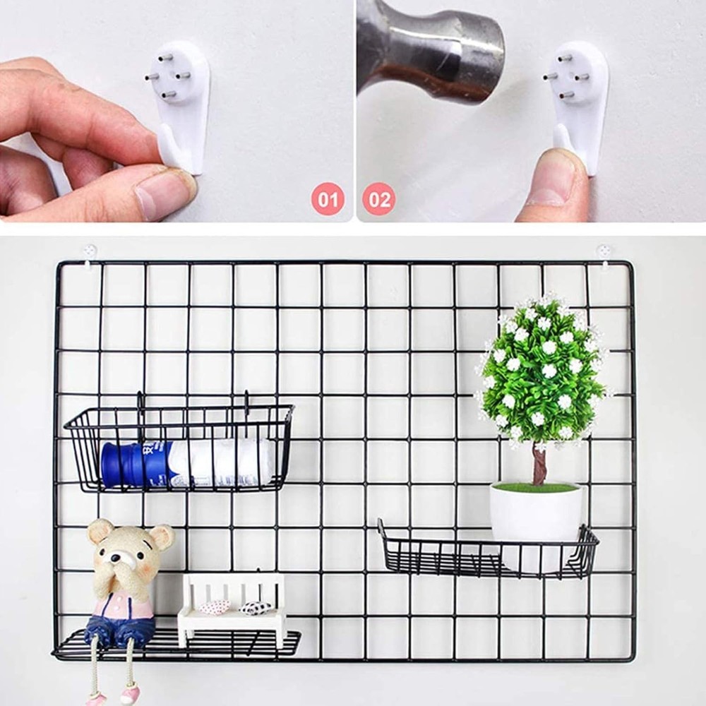 2 Pack Black Wire Grid Panels with Colorful Clips - Fun Photo Display Solution