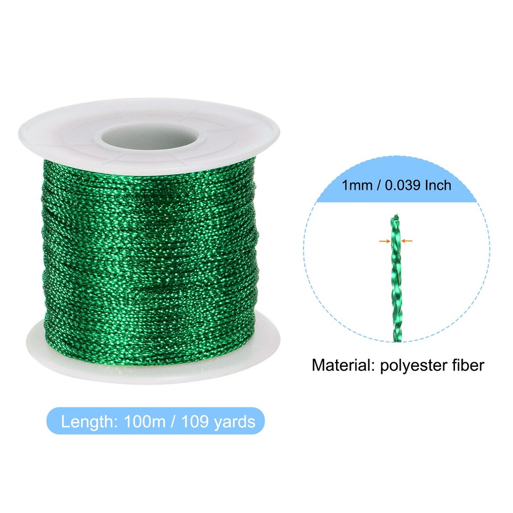 Metallic Cord 1mm 109 Yards Tinsel Rope Thread String, Teal