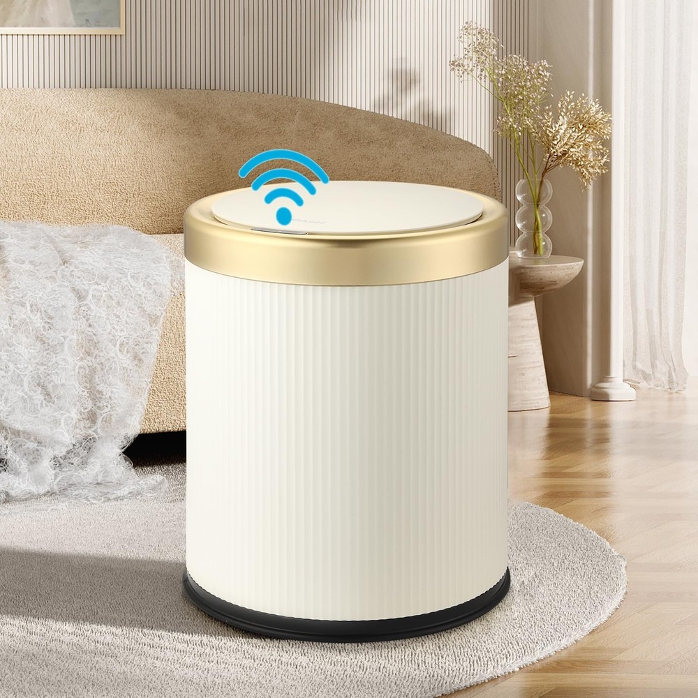 Automatic Motion Sensor Bathroom Trash Can with Lid, 2.8 Gallon Touchless Tra...
