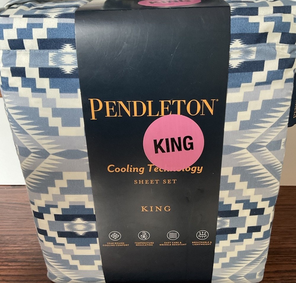 Pendleton KING Cooling Sheet Set Aztec Blue New In Package