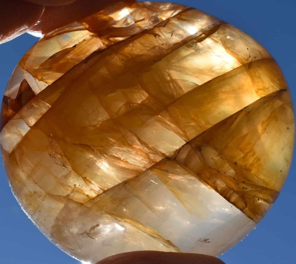 Yellow Hematoid Quartz Palm Stone #13