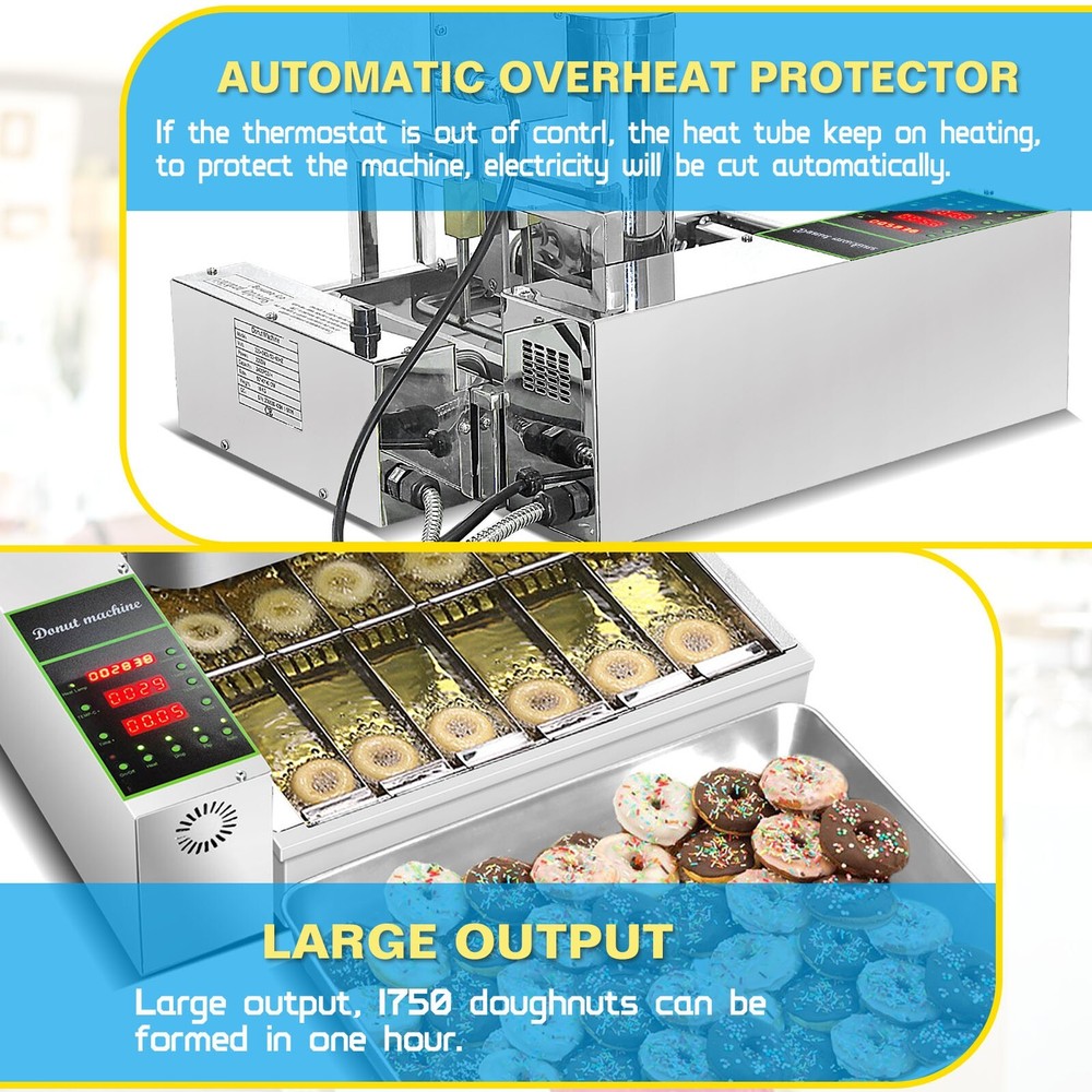 Kolice 2600pcs/hour Mini 6 rows donuts making machine frying doughnut maker
