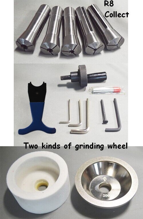 110V Universal Cutter Grinder End Mill Lathe Drill Bit Sharpener R8 Collets