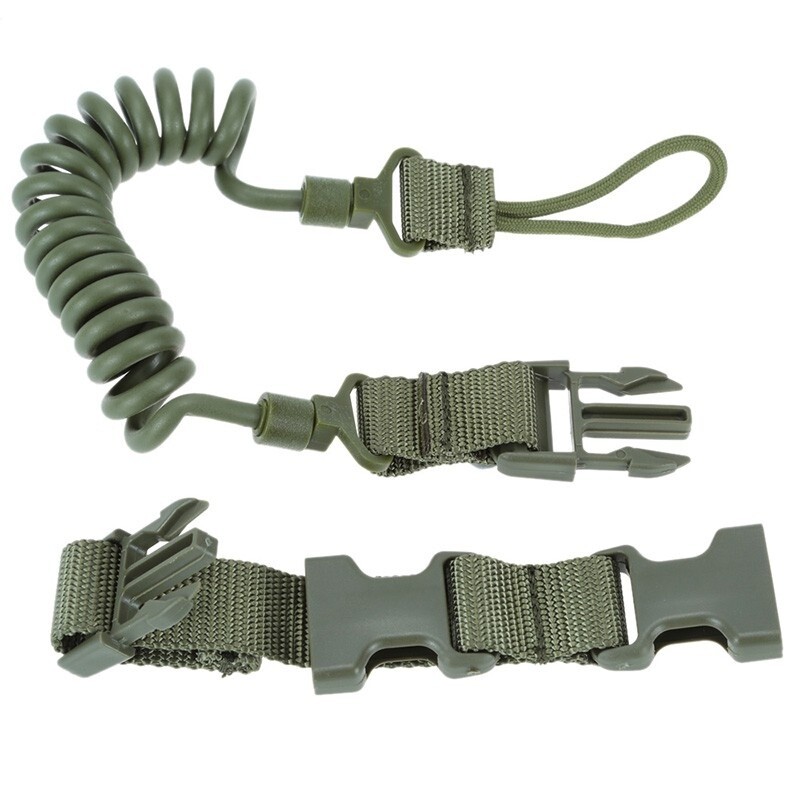 Tactical Pistol Lanyard Retention Coil Security Leash Sling with Quick Release