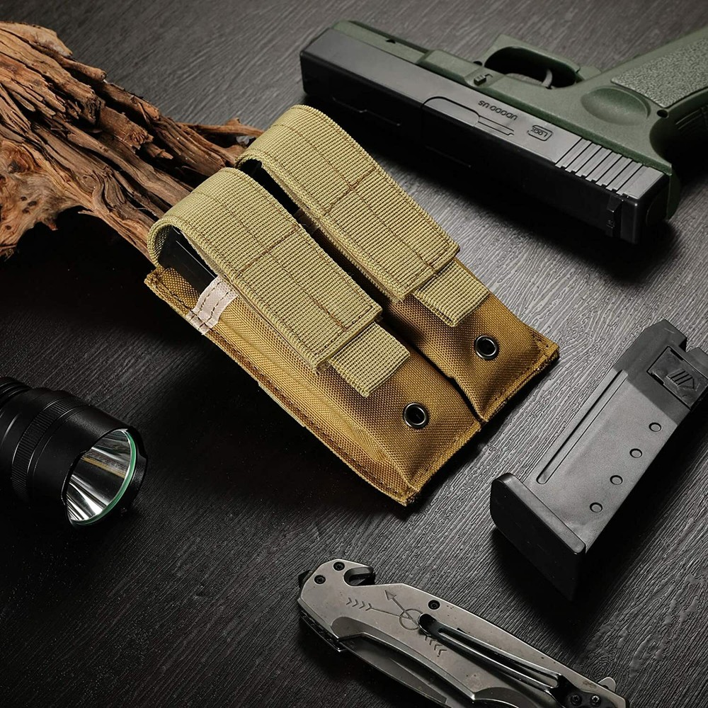 Tactical Molle Double Pistol Mag Pouch Double Stack Handgun Magazine Tools Pouch