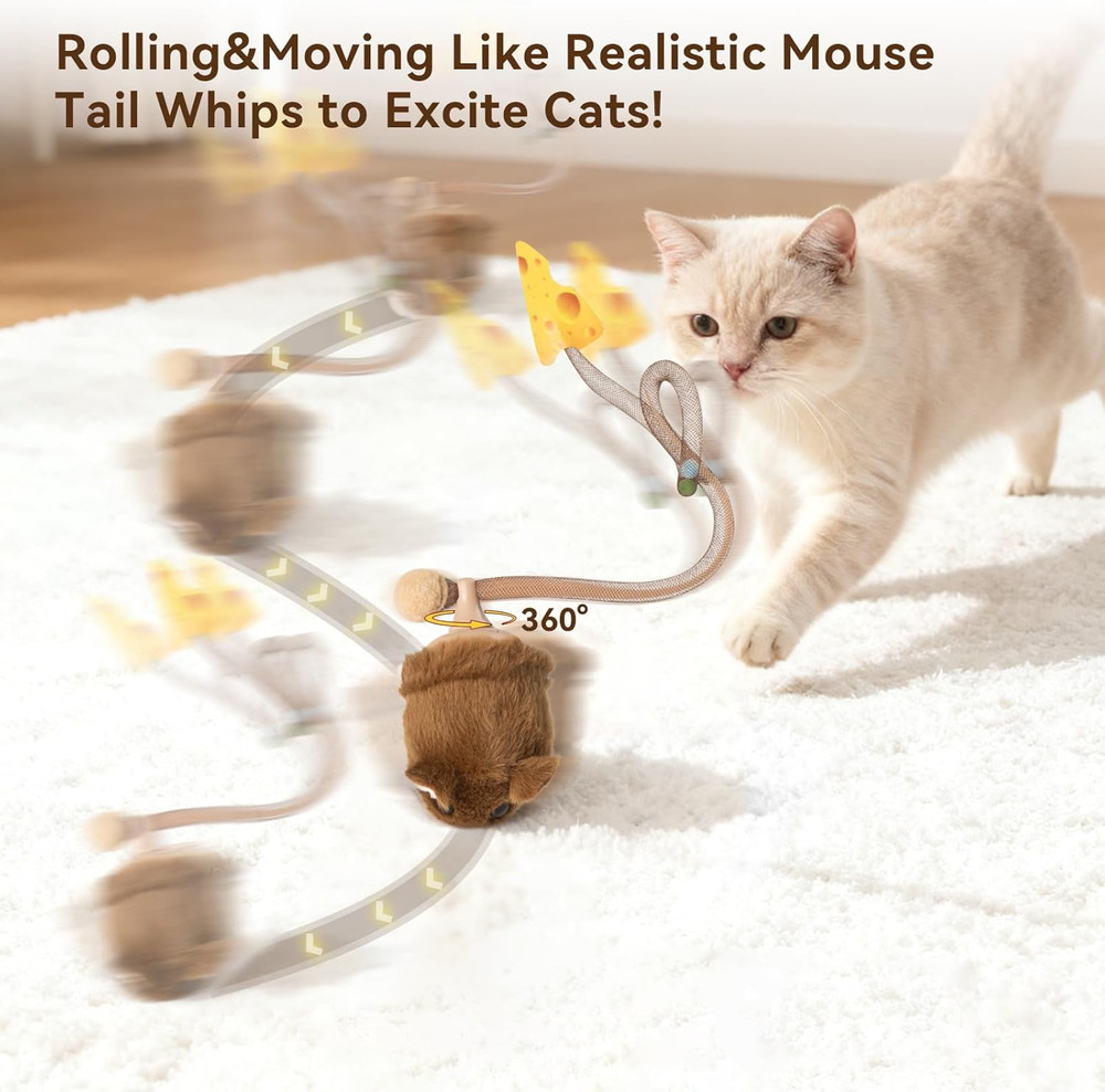Interactive Migimouse Cat Toy 360° Rolling & Spin