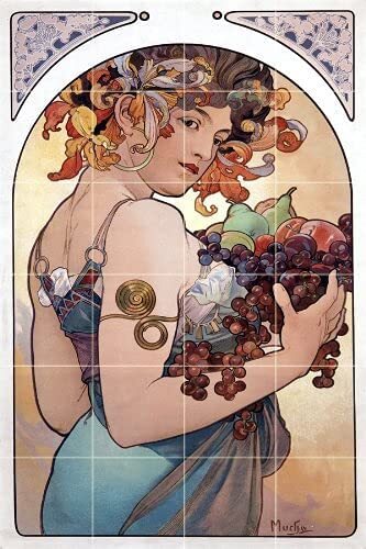 Tile Mural The Fruit by Mucha Kitchen Bathroom Shower Backsplash Marble Ceramic