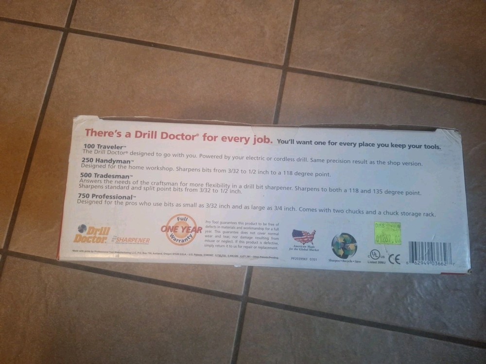 Drill Doctor Handyman 250 Drill Bit Sharpener NOS