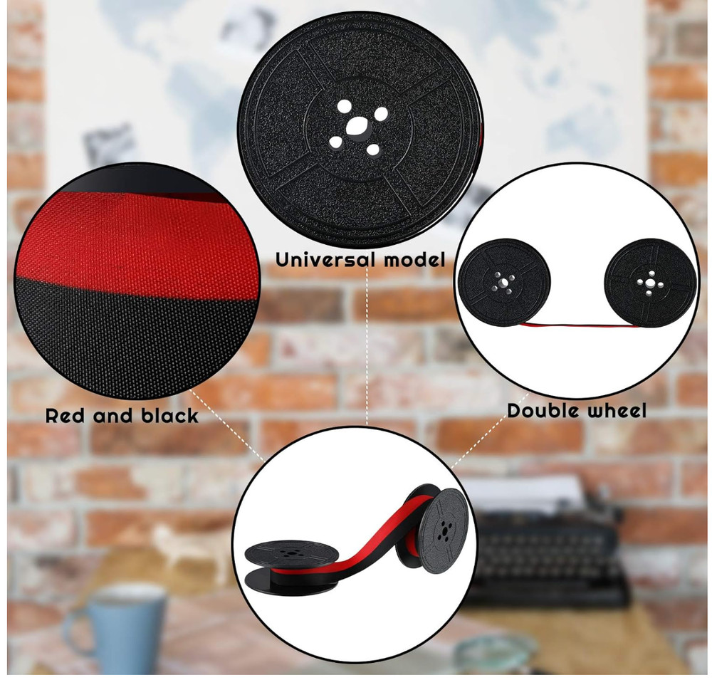 Universal Typewriter Ribbon Twin Spool Replacement Pack - Black Ink (2 Pcs)