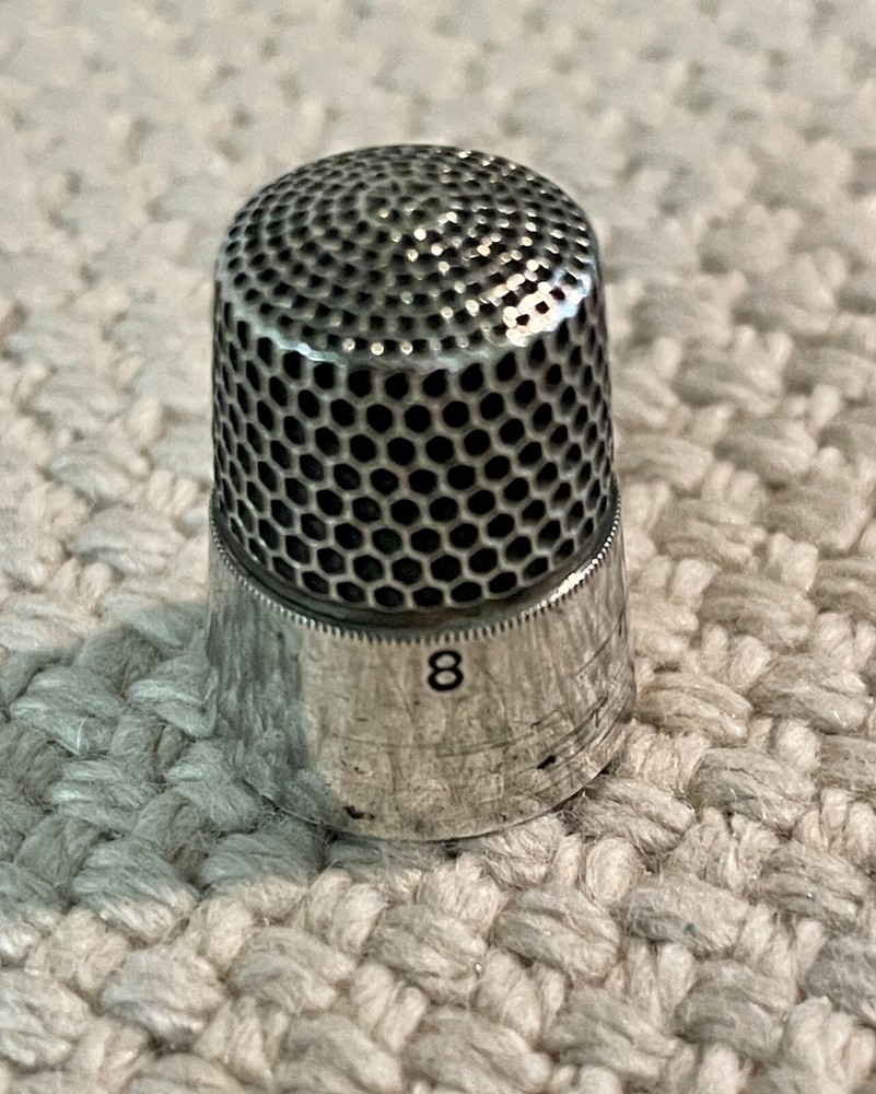 Vintage #8 Sterling Silver Thimble, Monogrammed, Marked