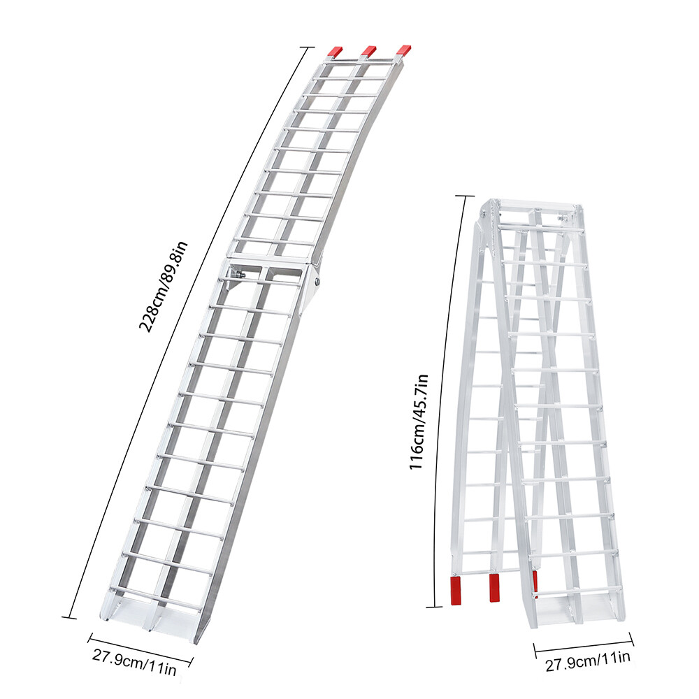 2PCS 12"x89" Aluminum Loading Trailer Ramps For Motorcycle ATV/UTV Truck 1500LBS