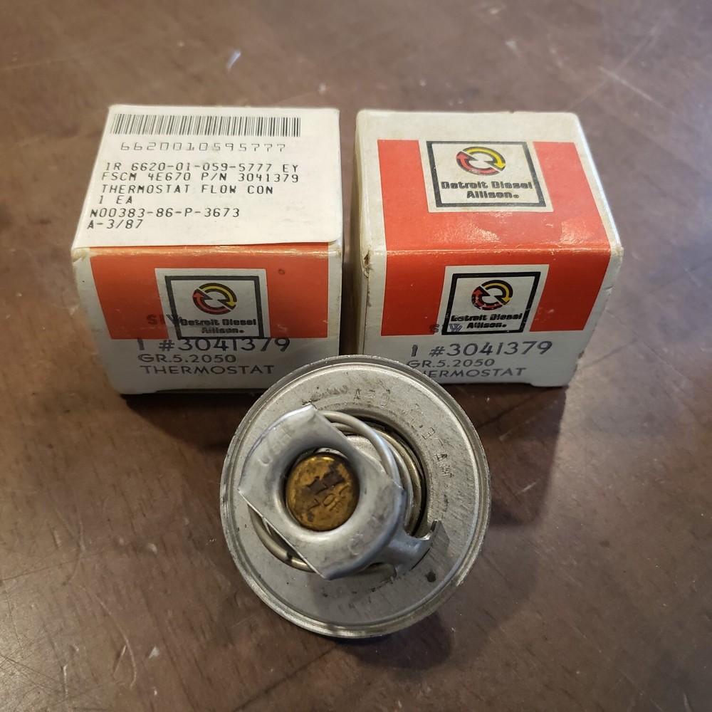 (2) AC DELCO / DETROIT DIESEL FLOW THERMOSTAT 3041379 6685-01-059-5777