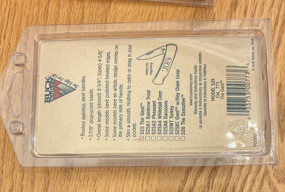 OLD PACKAGING BUCK 525 EXECUTIVE KNIFE NEVER USED IN BOX N32
