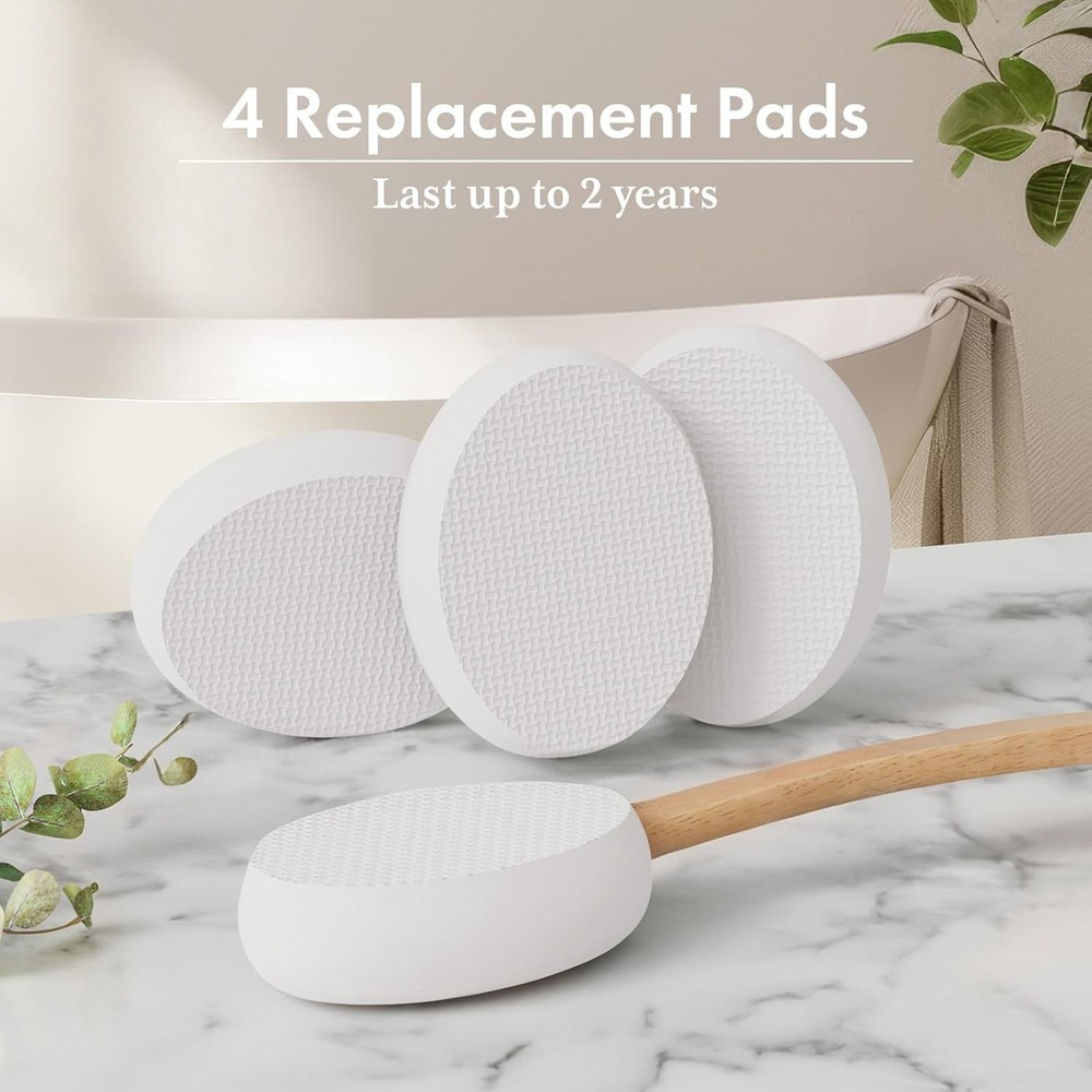 AmazerBath Lotion Applicator for Back & Feet | 17" Curved Handle + 4 Replacement