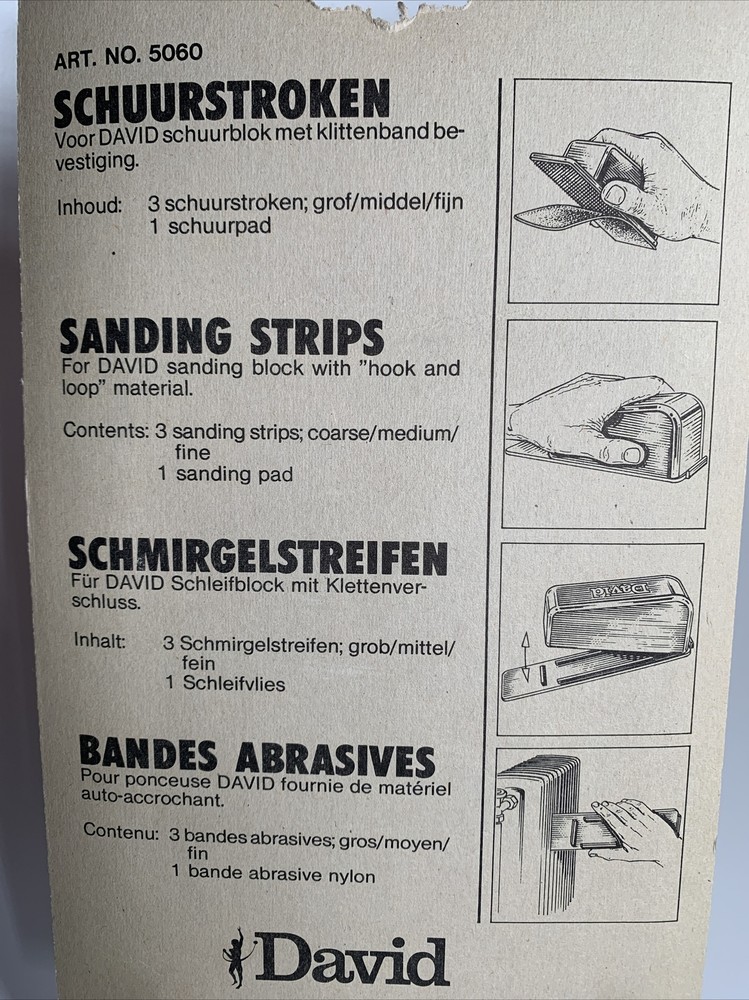 David Hand Sanding Stripping Strips and Pad 5060 NIP