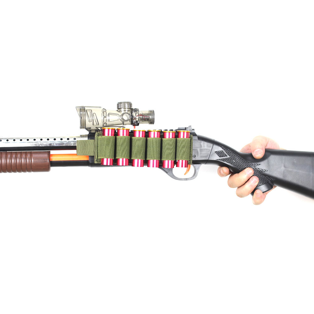 Tactical Shotgun Shell Holder Hook Loop 6 Rounds Strip for 12 Gauge